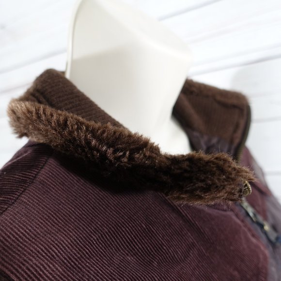 CAbi #694 Brown Quilted Vest Corduroy Trim Medium - Picture 5 of 9